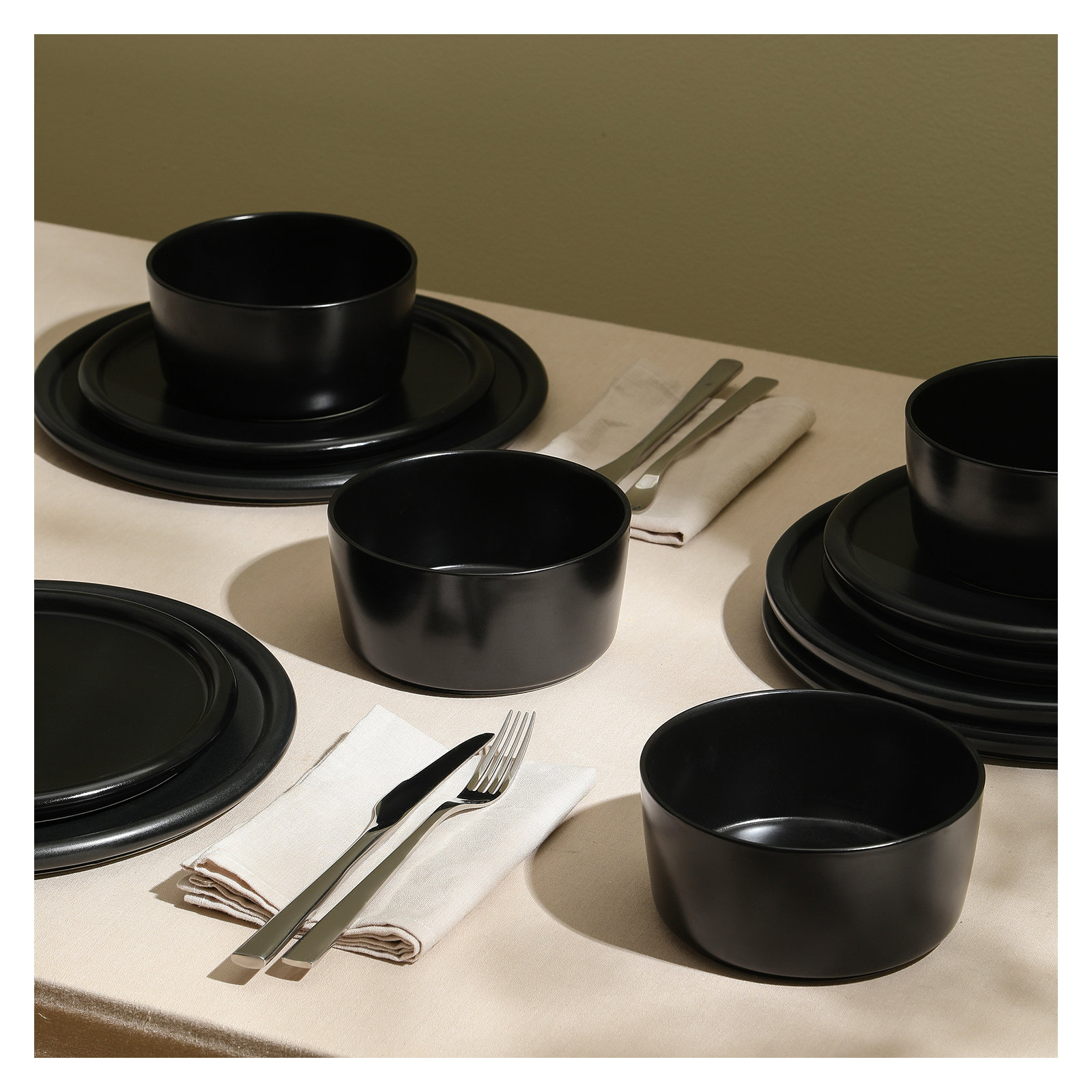 Stone Lain Eden 12-Piece Dinnerware Set Stoneware, Black