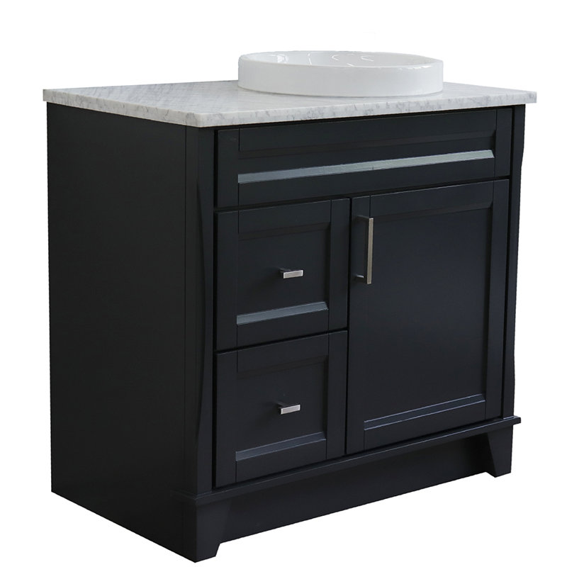 Meuble-lavabo simple 37 po Poitier, Gris foncé