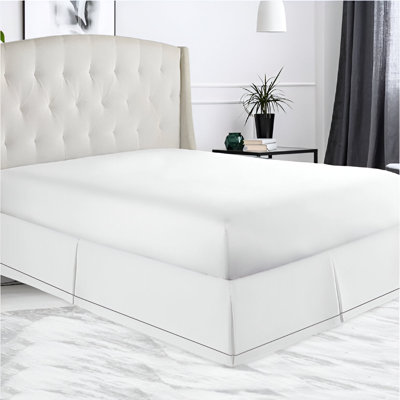 400TC Sateen Solid Cotton Single Embroidered Border Tailored Bed Skirt Upto 50" Drop Length