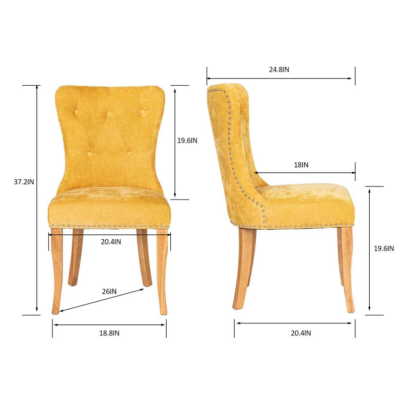 Bristol 49cm H Polyester Blend Upholstered Side Chair, Yellow