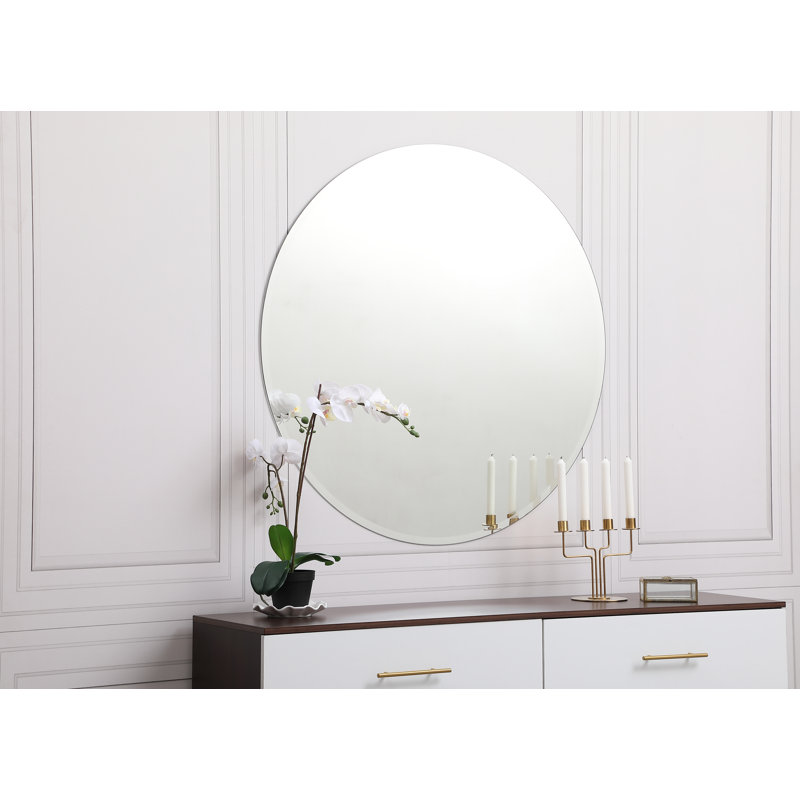 Miroir décoratif biseauté moderne et contemporain sans cadre Caimen, H 42 po x l 42 po