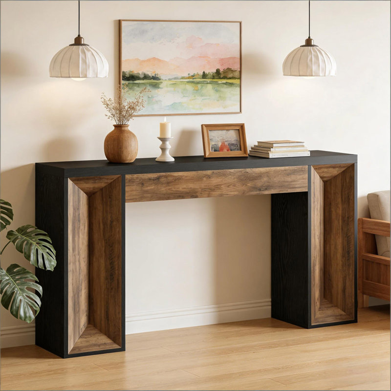 Console à deux tons, table de canapé, table d'entrée moderne