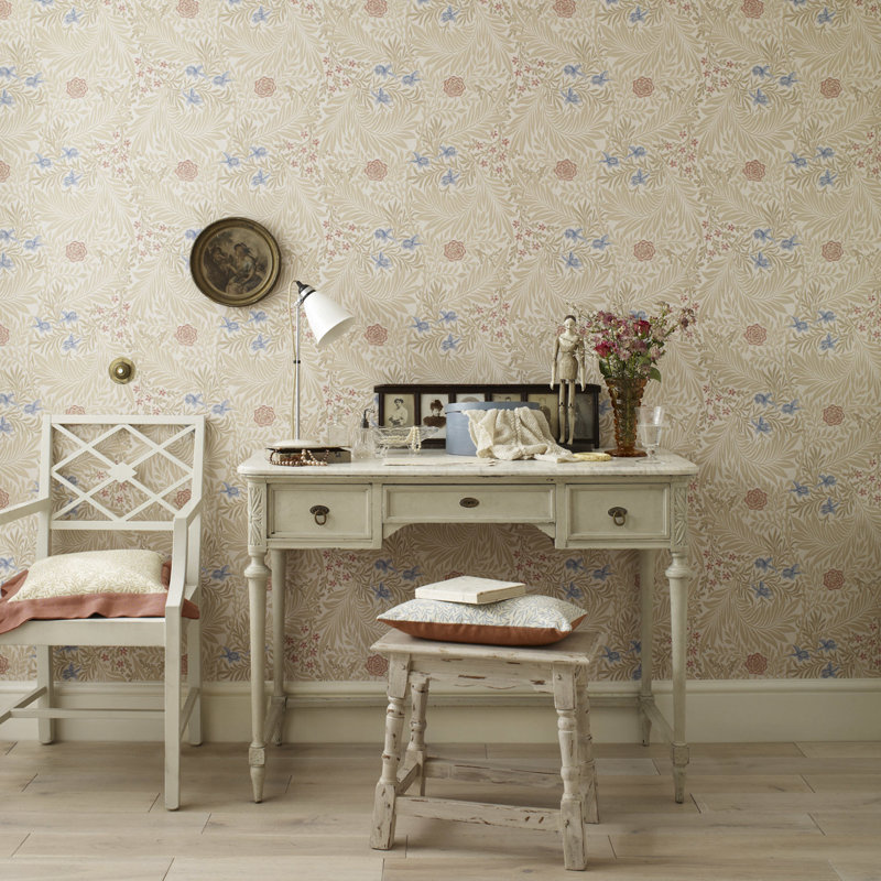 Larkspur Wallpaper, Green/Coral