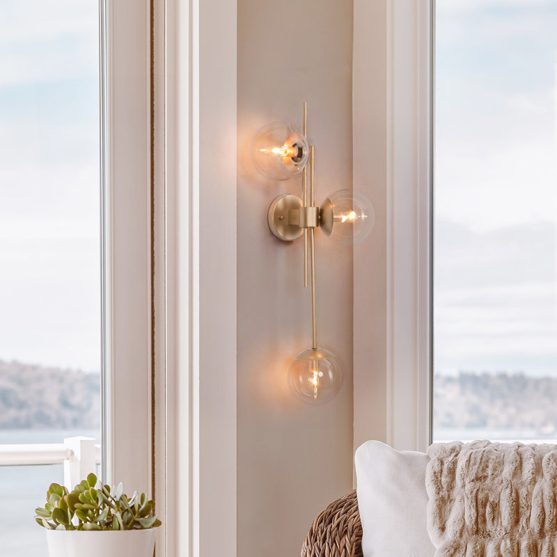 Beesley 3-Light Dimmable Armed Sconce, Gold