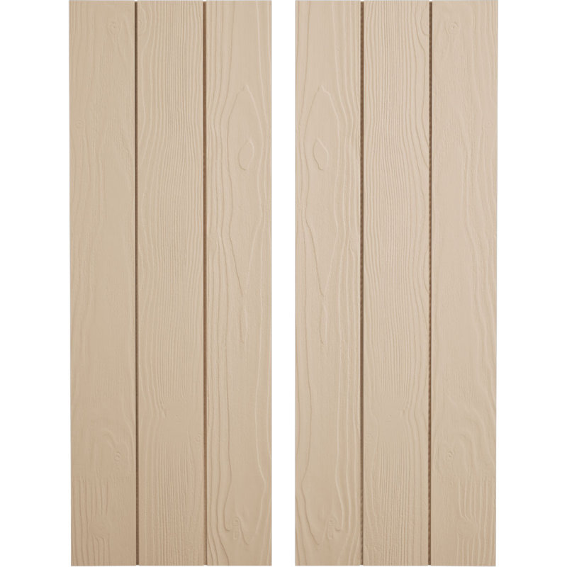 Volets rustiques en faux bois avec planche et n-lattes (par paire), H 36 po x l 16,5 po x P 1 po, 16"