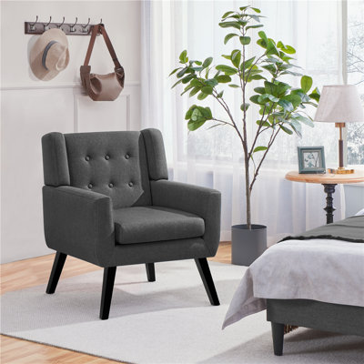 73cm Wide Tufted Polyester Armchair with Solid Wood Legs