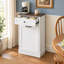 Armoire à poubelle basculante de 49 litres (13 gallons), poubelle dissimulée en bois, résistante aux animaux, pour cuisine ou salon - Blanche-113580078