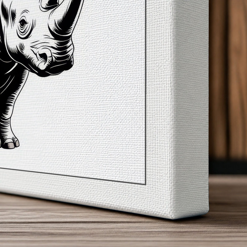 Rhinoceros with Balloons Whimsical - Wrapped Canvas, 36x24 - 91.4 x 61.0 cm, White Border
