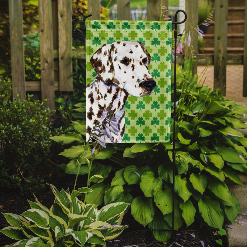 Drapeau de jardin à 2 côtés st. patrick day trèfle, Dalmatien (brun et blanc)