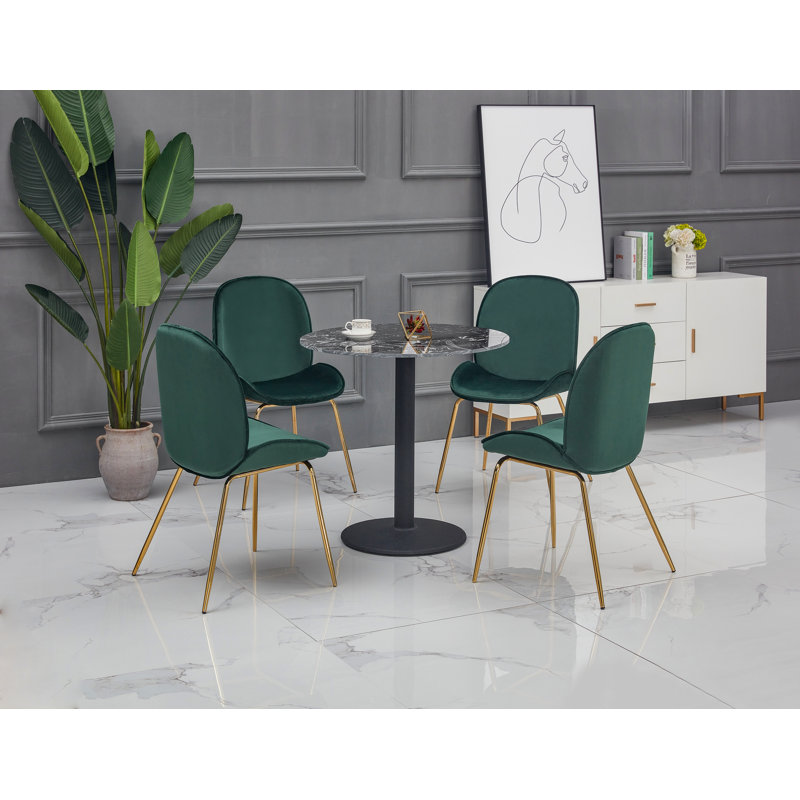 Augustus Round Table With Set Of 4 Anton Dining Chairs Dining Set, Table: 75cm H x 100cm Wx 100cm D, Black