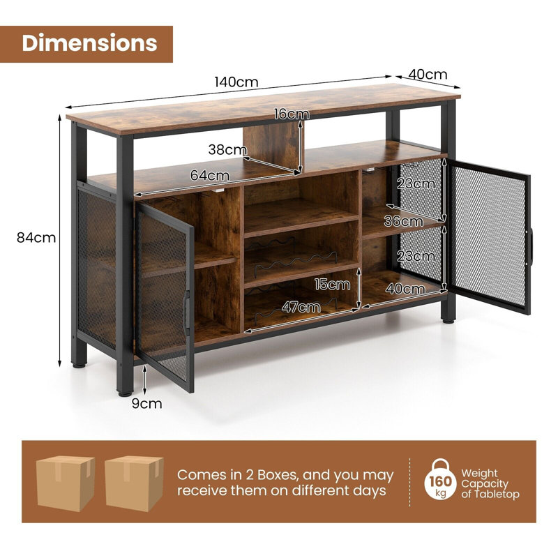 Anabelli 140cm Sideboard, Brown/Grey