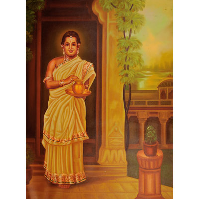 Tulsi Poojana | Oil Painting On Canvas | For Wall Décor