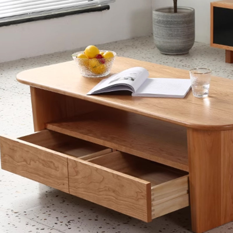 Simple solid wood coffee table TV cabinet combinat