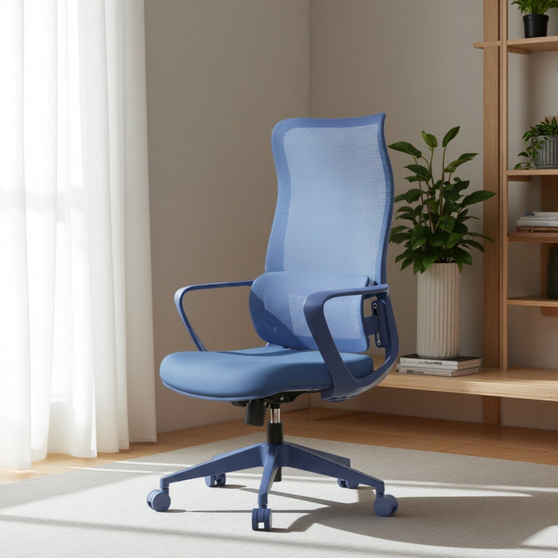 Chaise de bureau ergonomique colorée à dossier haut en filet respirant de 300 lb (environ 149,7 kg) avec support lombaire réglable
