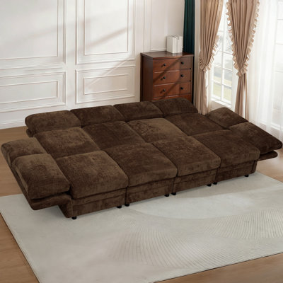 Canapé modulaire de 114 po à 8 sièges avec dossiers réglables, canapé-lit modulaire en chenille avec 2 repose-pieds mobiles, canapé-lit surdimensionné avec espace de rangement pour le salon