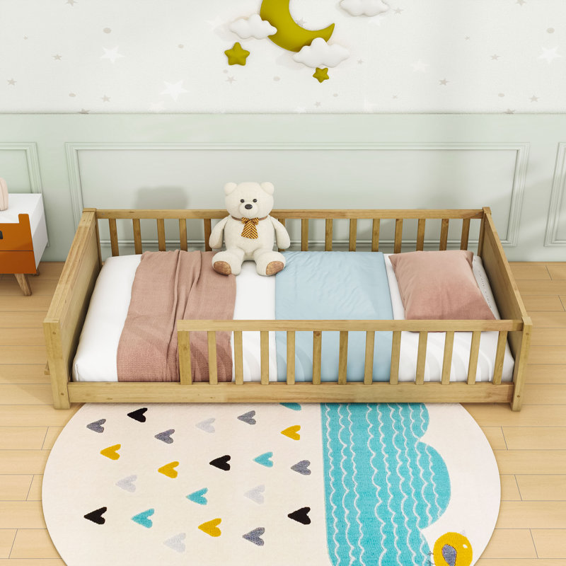 Lit simple en bois avec lattes, Naturel