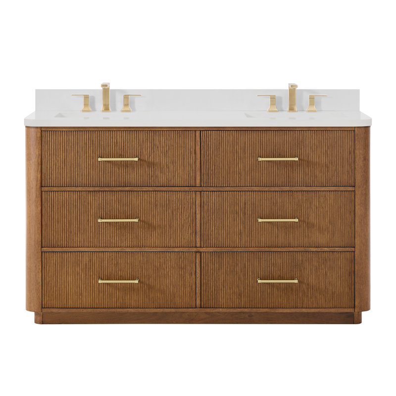 Ensemble de meuble-lavabo double 60 po Francesca, Brun, Bronze