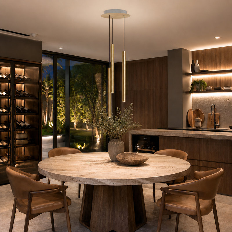 Baileyton 3 - Light LED Cluster Pendant, Brass