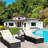 3-Piece Outdoor Patio Furniture Set Chaise Lounge With Glass Coffee Table, Adjustable Back And Feet-1064153194