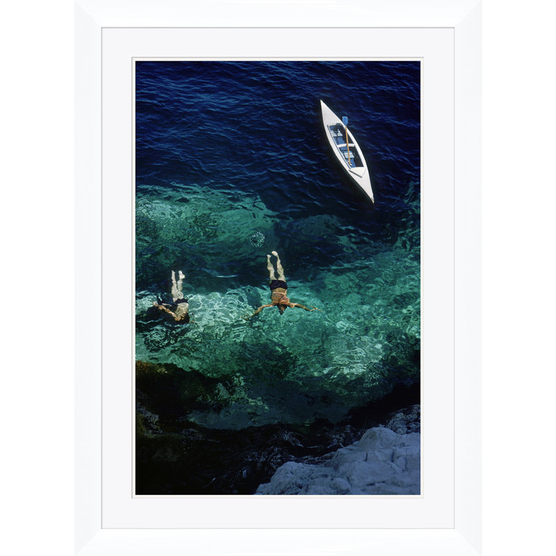 Capri Holiday Print by Slim Aarons, White Single Picture Framed, 41" H x 30" W x 1.5" D