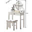 Élégante coiffeuse et tabouret en bois argenté - rangement à 3 tiroirs, miroir réglable pour table de maquillage, beauté-27028464