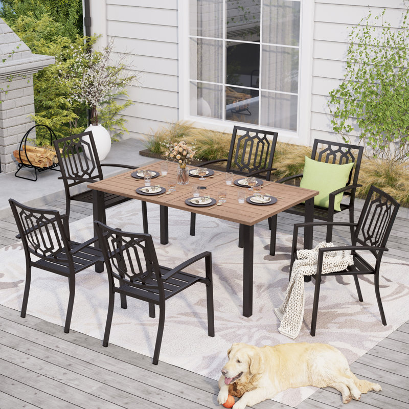 Ensemble de salle à manger pour 6 personnes en métal avec table rectangulaire