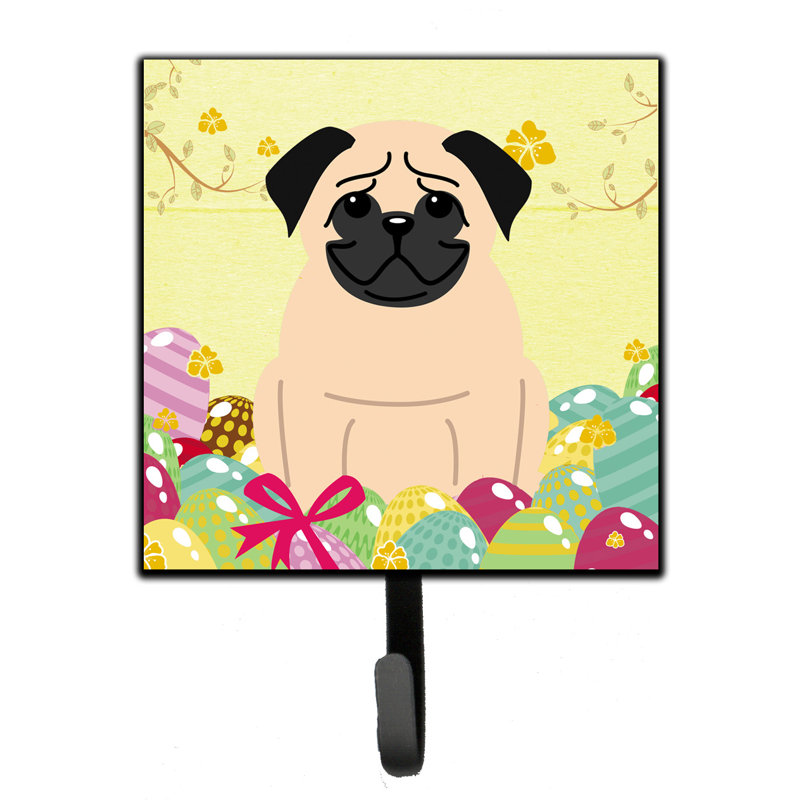 Mcelyea Metal Wall Organizer with Key Hooks, Yellow/Grey/Black, Pug Fawn