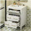 Ensemble de meuble-lavabo simple 24 po avec lavabo en céramique, ensemble de meuble-lavabo autoportant avec 3 tiroirs, cadre en bois massif, blanc