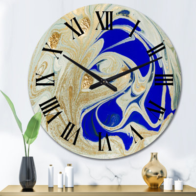 Art liquide en bleu et vert - horloge murale moderne