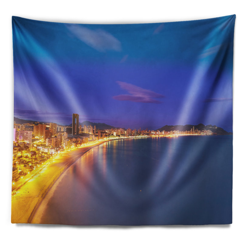 Tapisserie coucher de soleil sur la plage de Benidorm Poniente, H 32 po x l 39 po