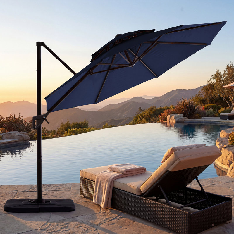 Parasol en porte-à-faux Pulk, Marine, L 120 po x P 120 po