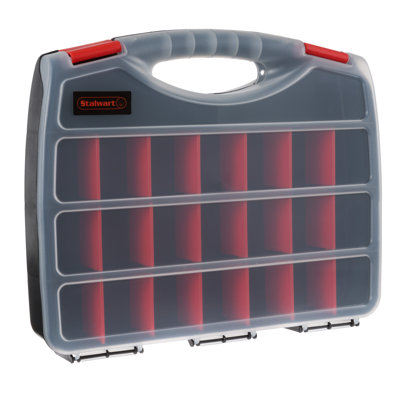 Stalwart Portable Storage Case with Lock & 23 Compartments and Removable Dividers