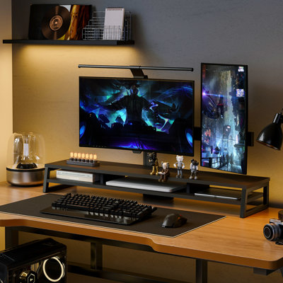 Dual Monitor Stand Riser for Desk, 42.5in Large Monitor Stands for 2 Monitors