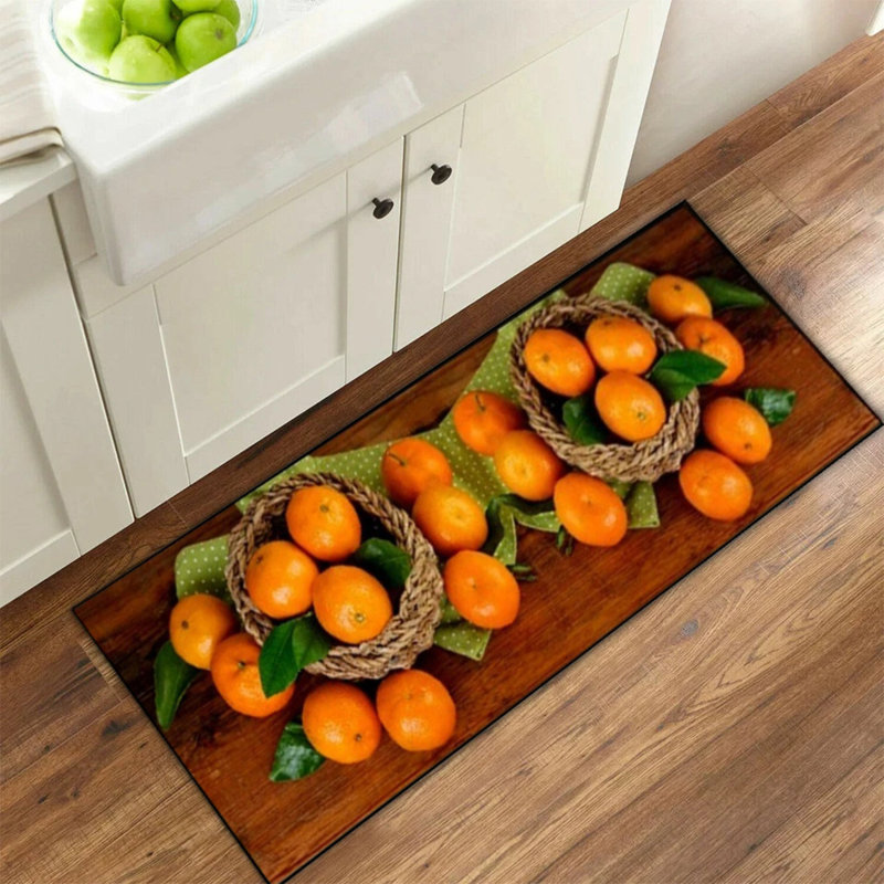 3D Fruit Kitchen Mat – Washable Non-Slip Runner Rug – Door Mat with Rubber Backing – Polypropylene, 50cm W x 150cm L
