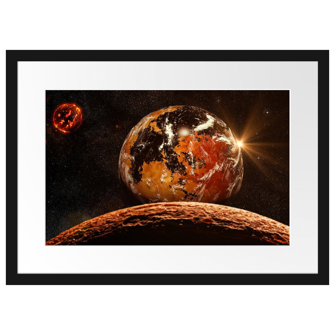 Gerahmtes Poster Rote Planeten in der Galaxie