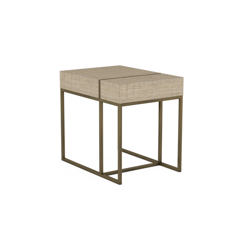 Shale Gray Wood and Metal End Table with Storage