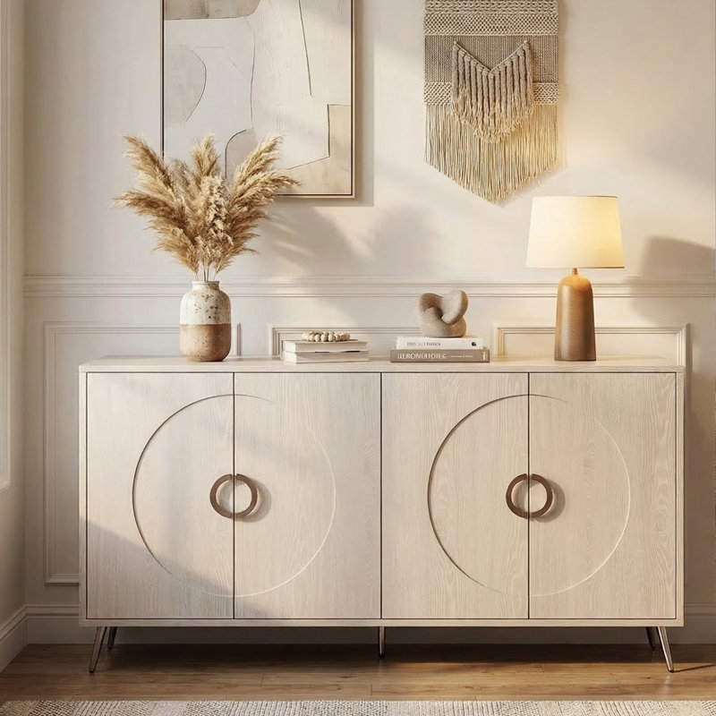 Console de 60 po pour le couloir, Champagne/argent
