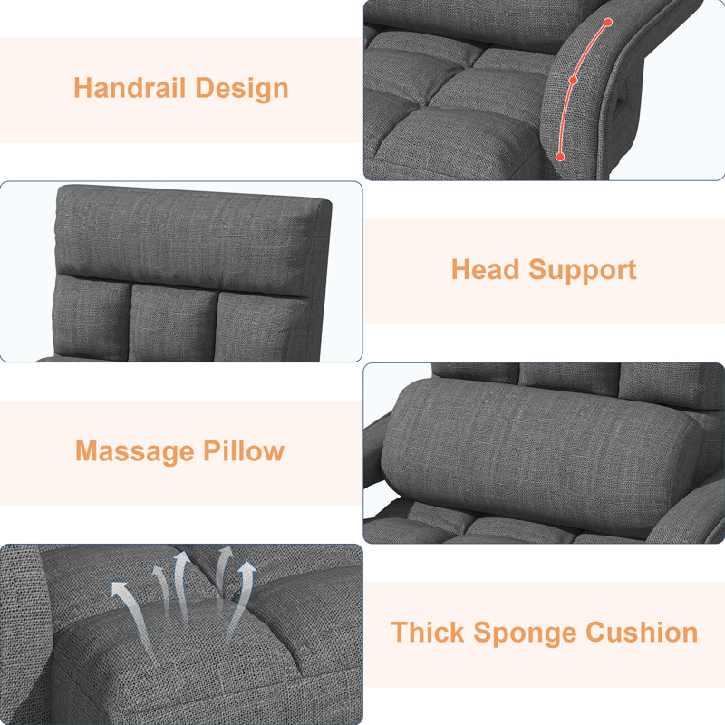 Adjustable Reclining Erogonomic Floor Game Chair With Meditation Armrest, Dark Gray