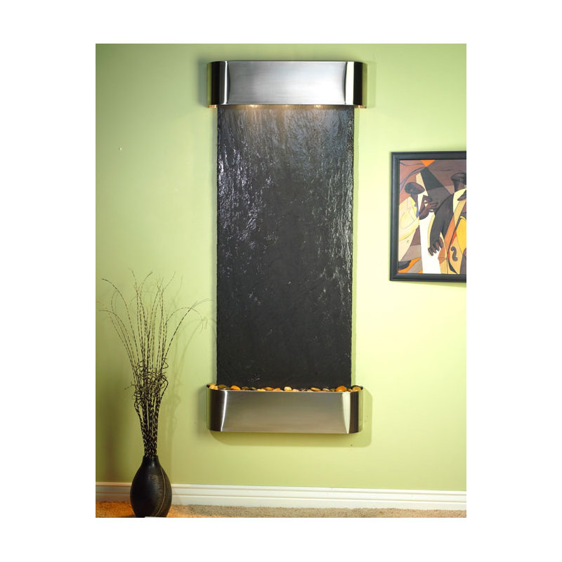 Stillmore Hand Crafted Weather Resistant Wall Base Fountain with Light, Black, Featherstone, Rustic Copper