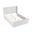 Grand lit plateforme gris avec cadre en contreplaqué et tête de lit à oreilles élégante, décor de chambre à coucher contemporain, lit moderne avec placement direct de matelas, cadre, mobilier, aucun sommier nécessaire