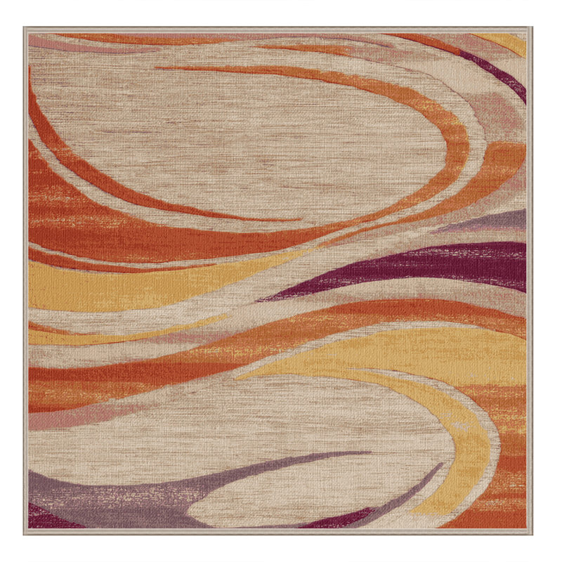 Washable Dawn Colors Hawaiian Area Rug, Square 7'