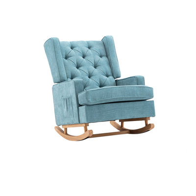 Nursery Rocking Chair Upholstered Mid Century Modern Rocker Oversized Armchair for Living Room with Solid Wood Base -  Alcott Hill®, 07FB7868DEC54CDAB64D9668B57E8F5F