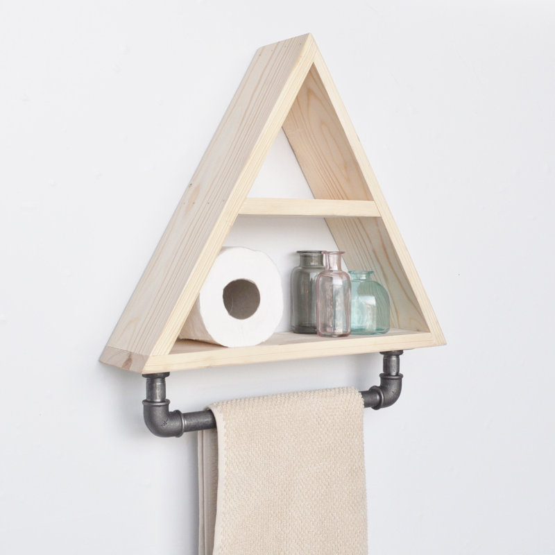 Nolia 2 Piece Triangle Solid Wood Accent Shelf, Oak/Black