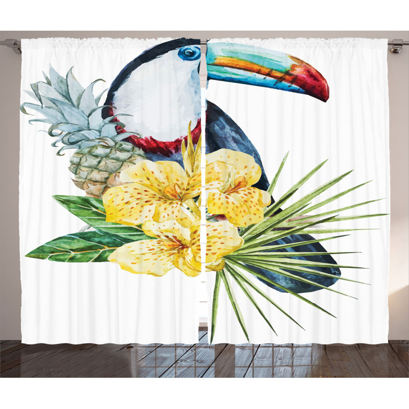 Animals Semi-Sheer Rod Pocket Curtain Panels, 54" x 90"