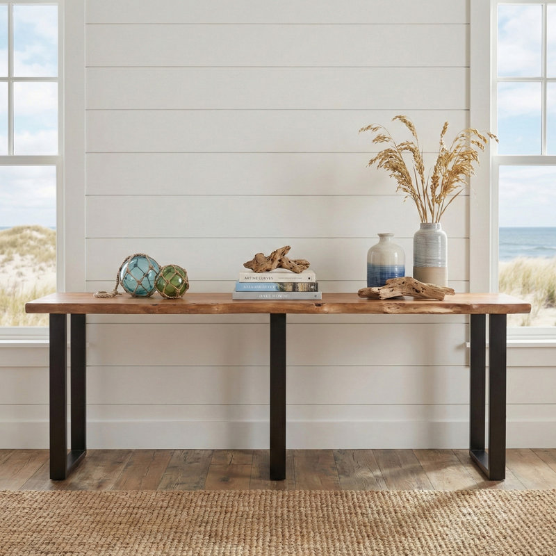 Console en bois massif acacia Spokane, Brun acacia, H 34 po x l 90 po x P 16 po