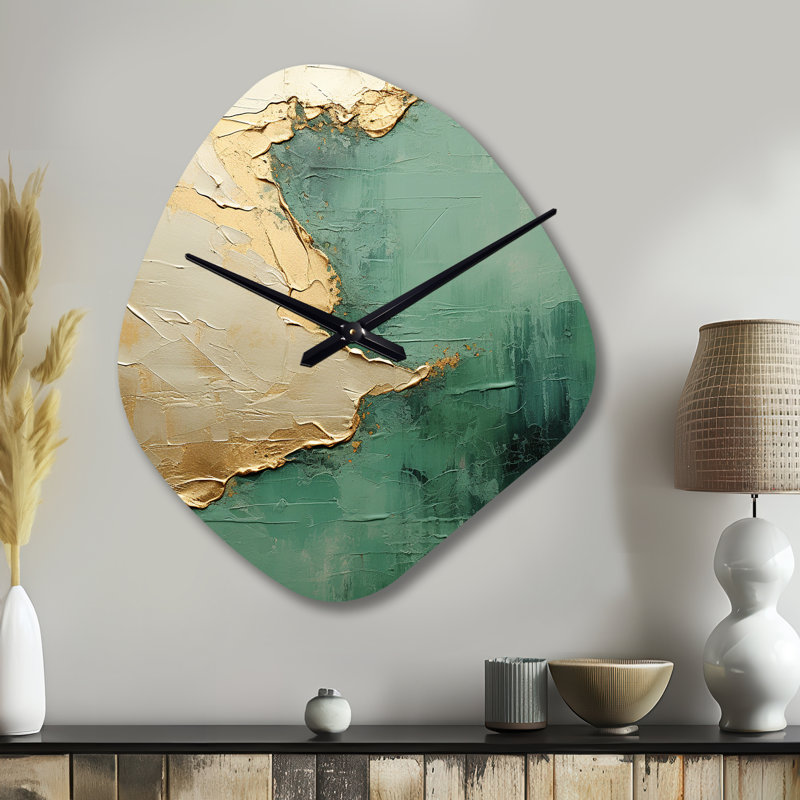 Horloge murale en métal beige et vert Noack Fusion II - horloge murale asymétrique, Grand