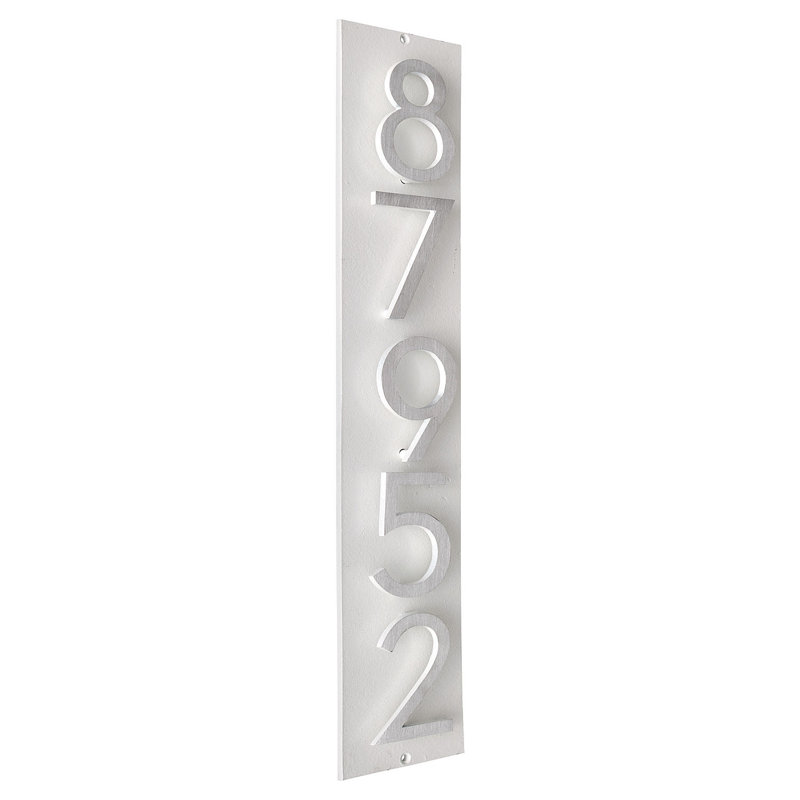 Plaque d'adresse verticale flottante de 6 po, Oui, Blanc / deux tons