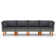 Ensemble de canapé modulaire 4 pièces Reem, rotin et coussins en polyester tissé gris foncé
