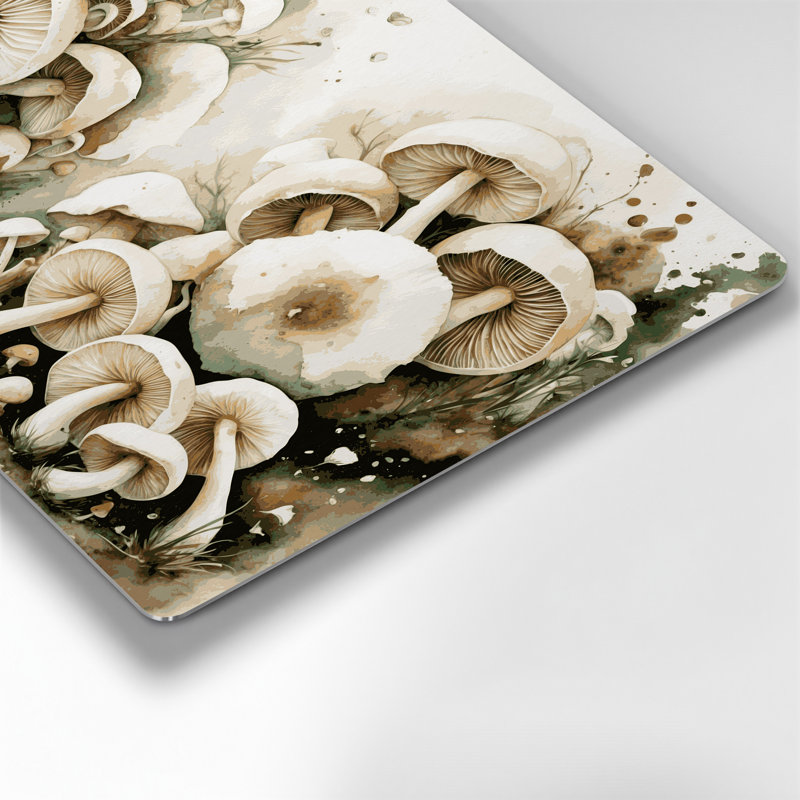 Vegetables Button Mushroom Beige Metal Wall Art, 16'' H x 20'' W