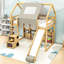 Lit mezzanine en bois avec tente, tablettes de rangement et glissade-1819796298-1819796293